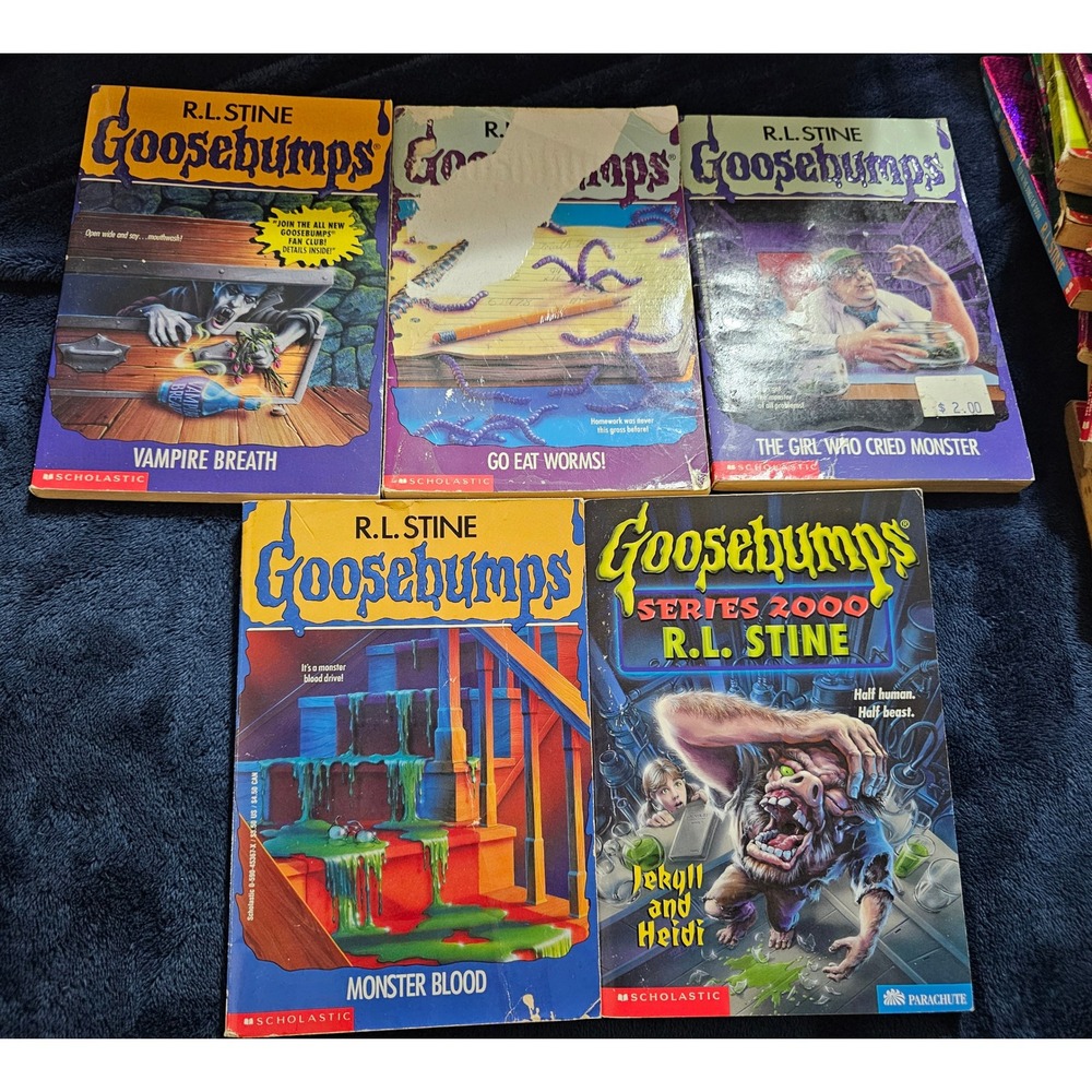 Goosebumps Book Lot 5 R.L. Stine Monster Blood Vampire Breath Series 2000 90s